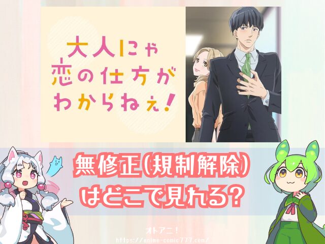 おと恋 無修正 どこで見れる 規制解除 オンエア版 違い 大人にゃ恋の仕方がわからねぇ!