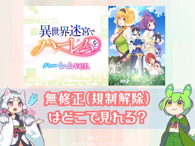 異世界迷宮でハーレムを ハーレムver　無修正　規制解除版　僧侶枠　アニメ　サブスク