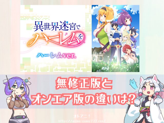 異世界迷宮でハーレムを ハーレムver　無修正　規制解除版　僧侶枠　アニメ　サブスク